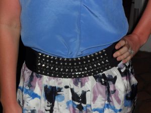 Skirt with studded belt detail: Charlotte Ronson