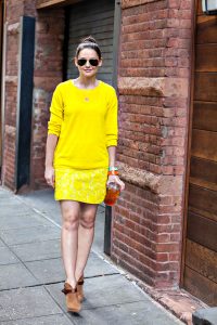 madewell yellow lace skirt