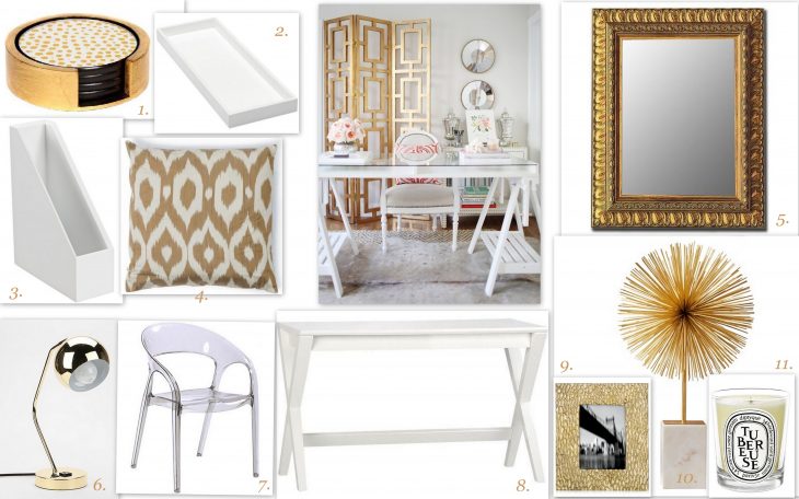 gold and white office space