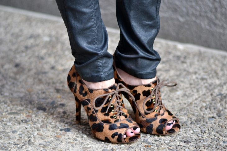 leopard lace up booties