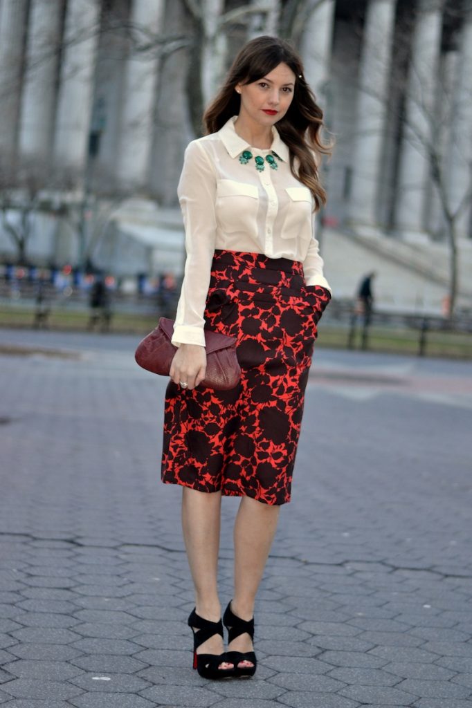 marc by marc red floral skirt