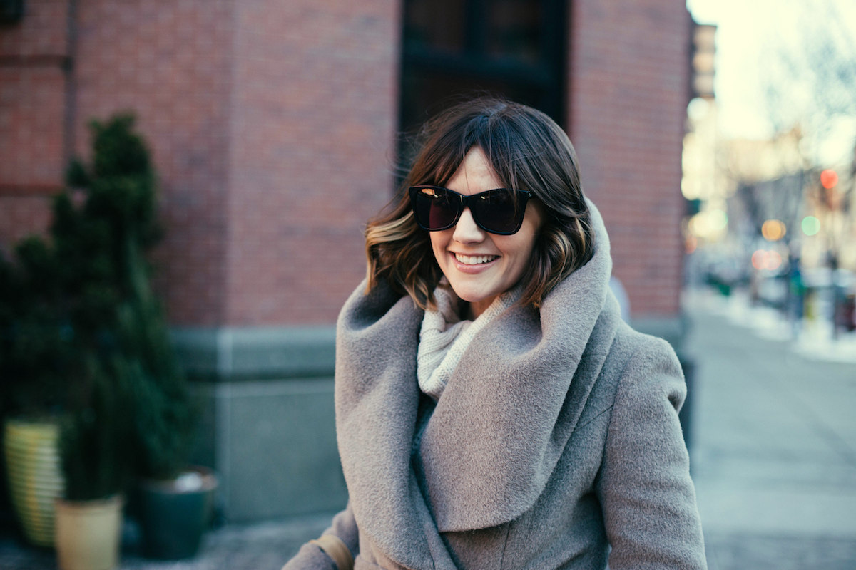 oversized collar wrap coat