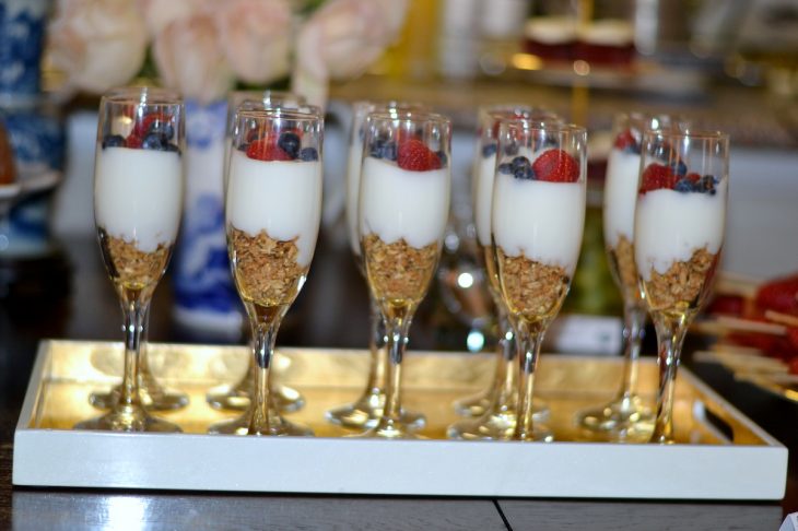 fruit parfait in champagne flute