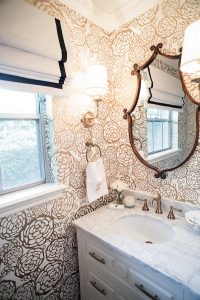 HOUSE of HARPER gold and white powder room reveal.