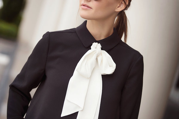Caroline Knapp styles a Kate Spade bow shirtdress.