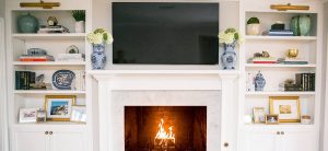 update your fireplace with marble tile