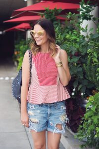 how to style shorts and a peplum top for a casual look