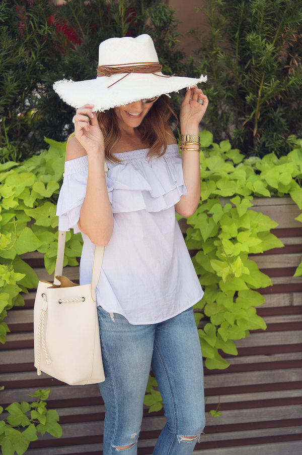 styling an off shoulder top for the summer