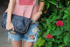 navy chanel flap over bag with pearls