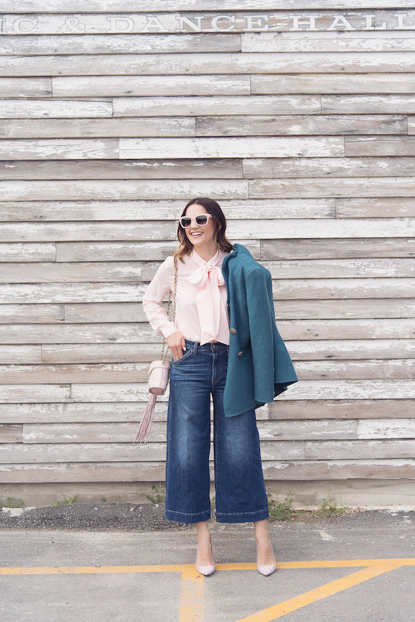 how to style a coat with denim