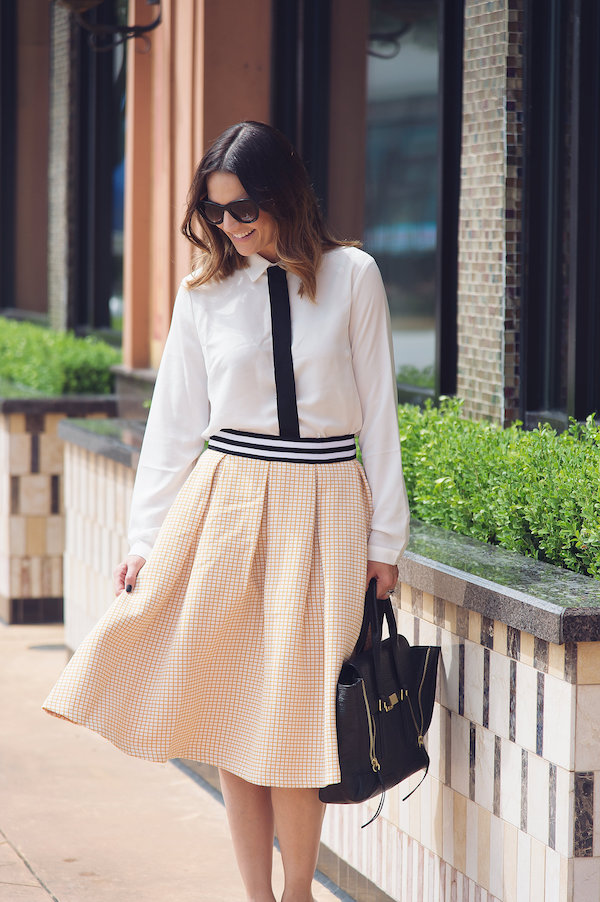 how to style Wilson windowpane skirt and Caroline blouse from Buru White Label
