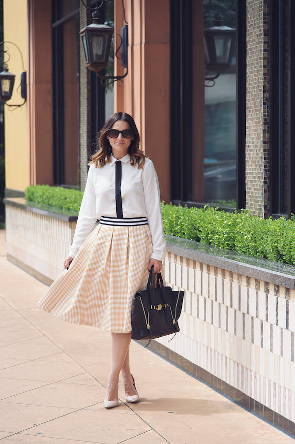 how to style Wilson windowpane skirt and Caroline blouse from Buru White Label