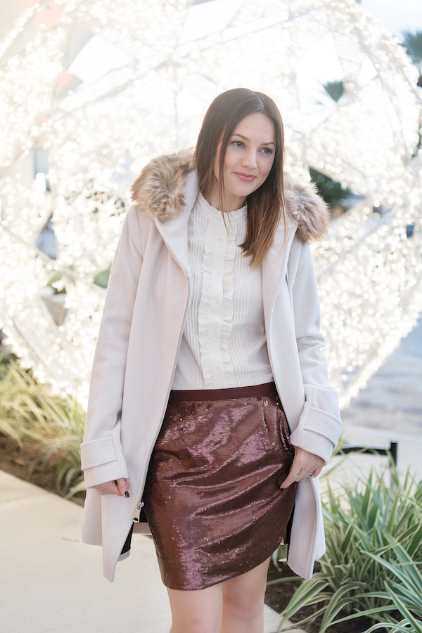 Caroline shows how to style a sequin skirt for winter