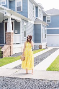 Caroline styles a yellow lace dress for spring