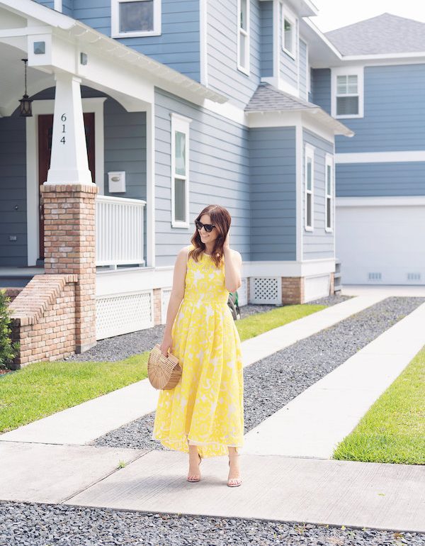 Caroline styles a yellow lace dress for spring