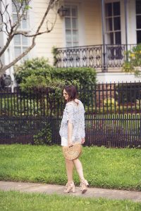 Caroline styles a lace top for spring