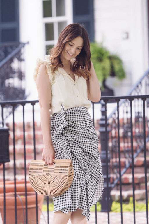 GINGHAM RUFFLE WRAP SKIRT HOUSE of HARPER HOUSE of HARPER