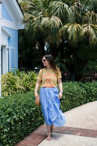 Caroline styles a J.Crew ruffle wrap skirt for vacation in the Bahamas