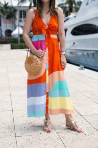 Caroline styles a Mara Hoffman tie front dress for vacation