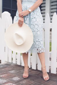 Caroline styles a lace midi dress | HOUSE of HARPER