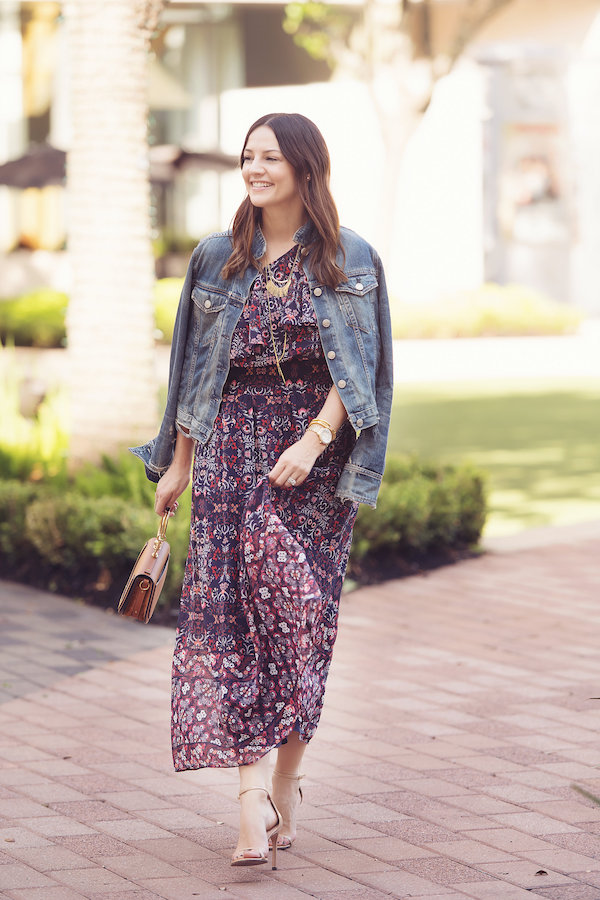 How to transition a floral maxi to fall.
